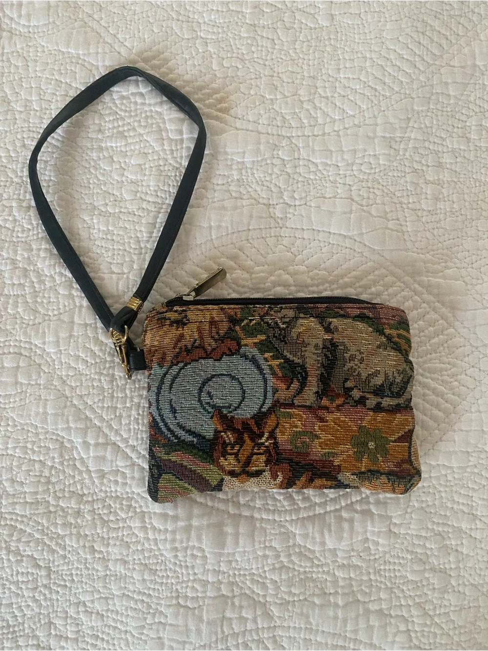 Tapestry Cat Zippered Pouch Vintage